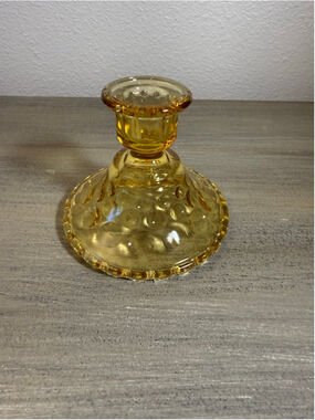 vintage MCM Hazel-Atlas Eldorado Gold single-light candlestick holder